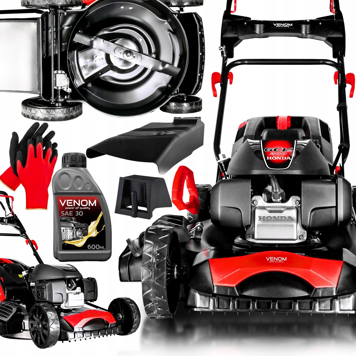 Benzínová kosačka na trávu Venom s objemom 202 cm³ kôš 62 l, šírka kosenia 56 cm + 2 ďalšie produkty